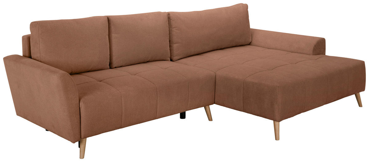 ECKSOFA in Webstoff Dunkelorange  - Buchefarben/Dunkelorange, KONVENTIONELL, Holz/Textil (294/169cm) - Carryhome