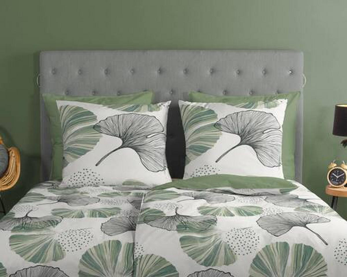 WENDEBETTWÄSCHE Gigi Renforcé 155/220 cm  - Grün, Natur, Textil (155/220cm)