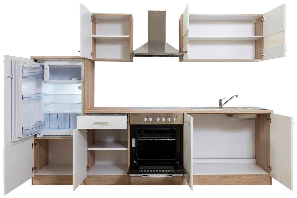 KÜCHENLEERBLOCK 270 cm   in Weiss  - Weiss/Edelstahlfarben, Basics, Holzwerkstoff/Metall (270cm) - Respekta