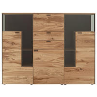 HIGHBOARD Anthrazit, Eichefarben  182/139/43 cm  - Eichefarben/Anthrazit, Design, Glas/Holz (182/139/43cm) - Schöner Wohnen