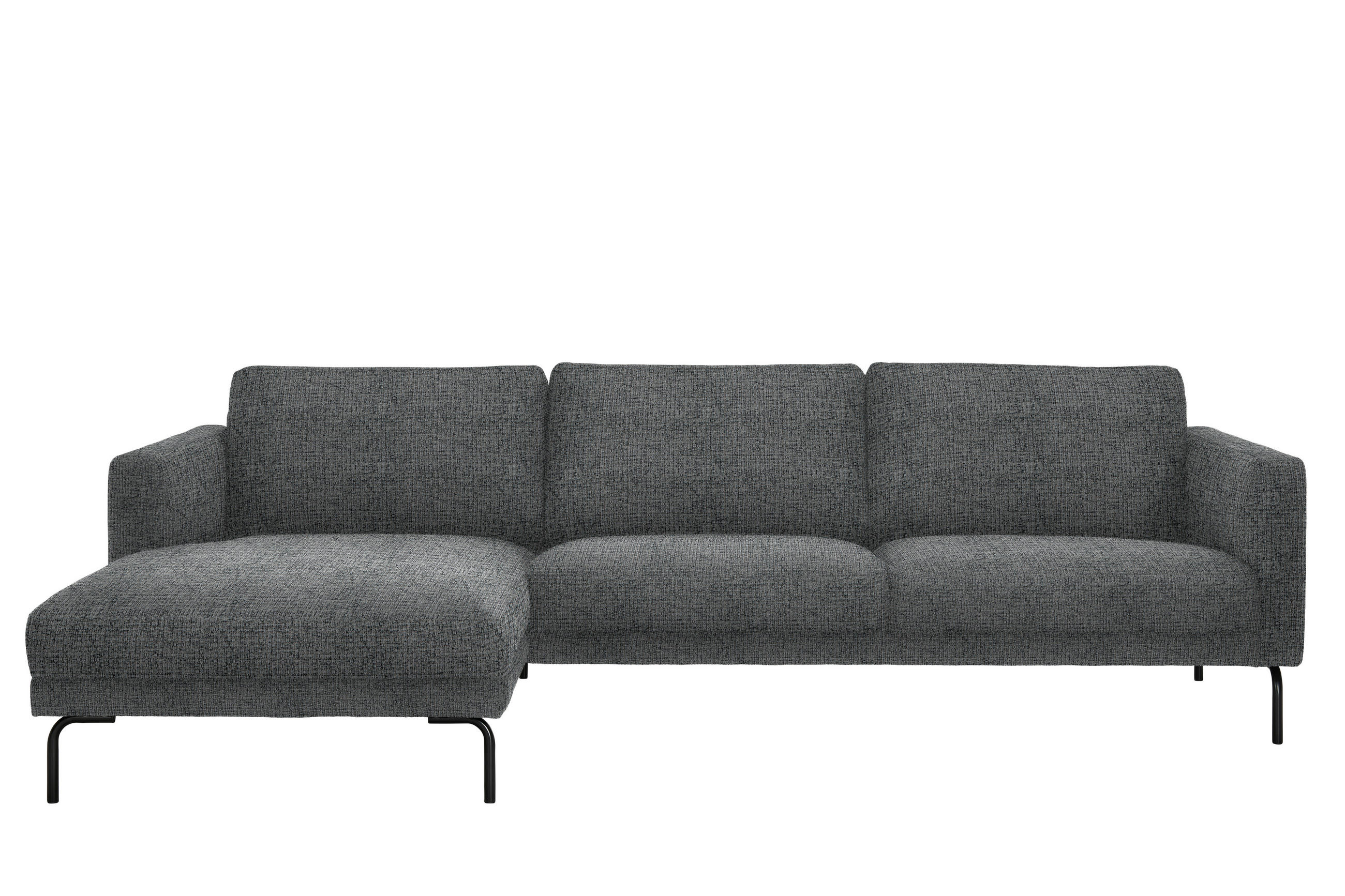 ECKSOFA Grau Struktur  - Schwarz/Grau, Design, Textil/Metall (159/260cm) - Lomoco