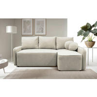 ECKSOFA Creme Struktur, Bouclé  - Creme/Schwarz, Design, Kunststoff/Textil (209/143cm) - MID.YOU