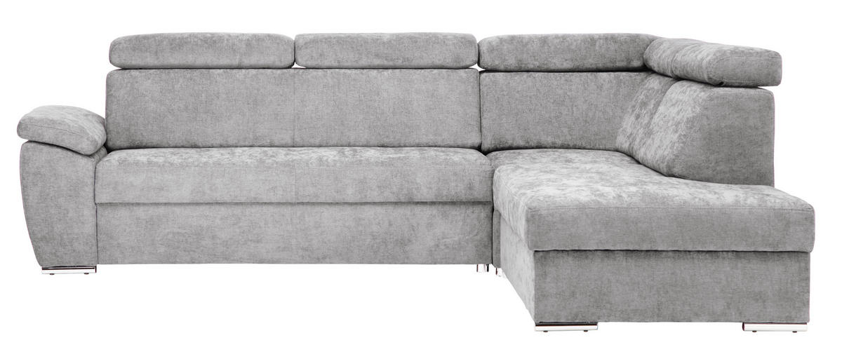 Ecksofa Grau Chenille  - Chromfarben/Grau, MODERN, Textil/Metall (270/230cm) - MID.YOU