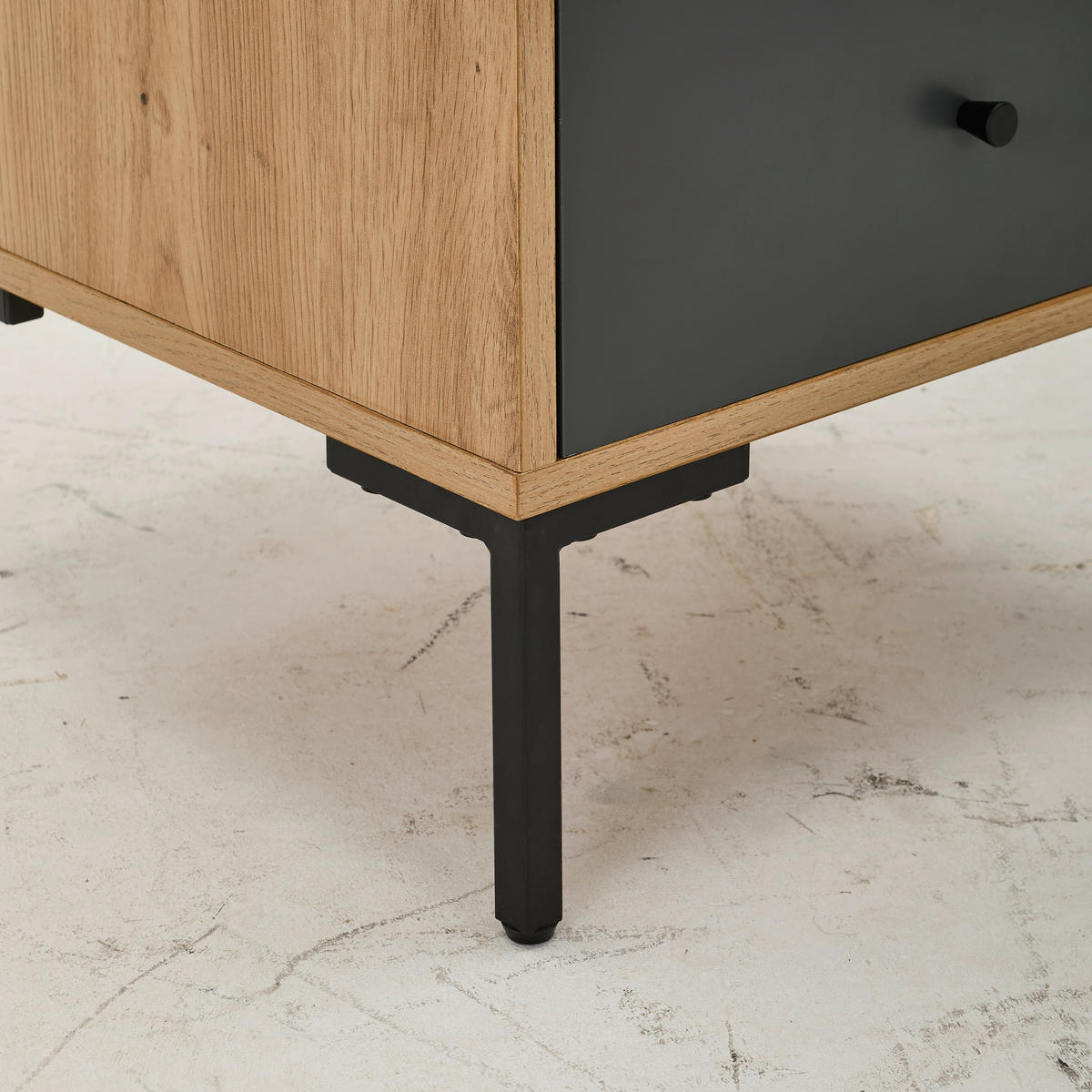 KOMMODE  in 40/80/40 cm  - Eichefarben/Schwarz, Design, Holzwerkstoff/Metall (40/80/40cm) - Carryhome