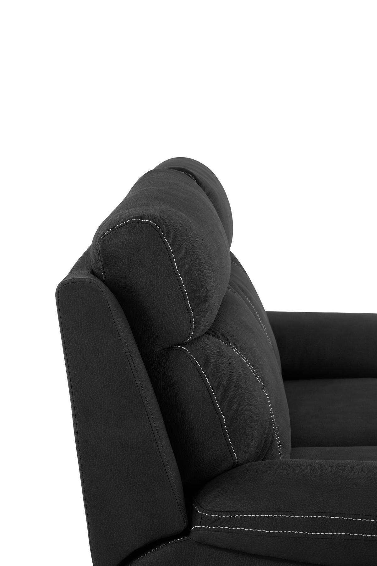 SITZGARNITUR Mikrofaser Schwarz  - Schwarz, KONVENTIONELL, Textil/Metall - Livetastic
