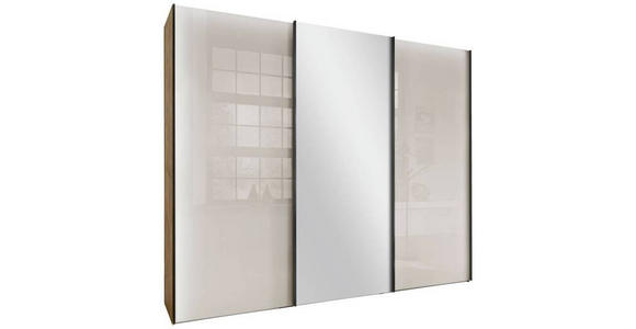 SCHWEBETÜRENSCHRANK 300/217/67 cm 3-türig  - Schieferfarben/Eiche Bianco, KONVENTIONELL, Glas/Holzwerkstoff (300/217/67cm) - Dieter Knoll