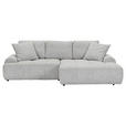 Ecksofa mit Funktion Greige Flachgewebe Zierkissen, Rückenkissen, Bettkasten, Schlaffunktion, Rücken echt, Liegefläche im Originalstoff  - Greige/Schwarz, KONVENTIONELL, Kunststoff/Textil (277/190cm) - Carryhome