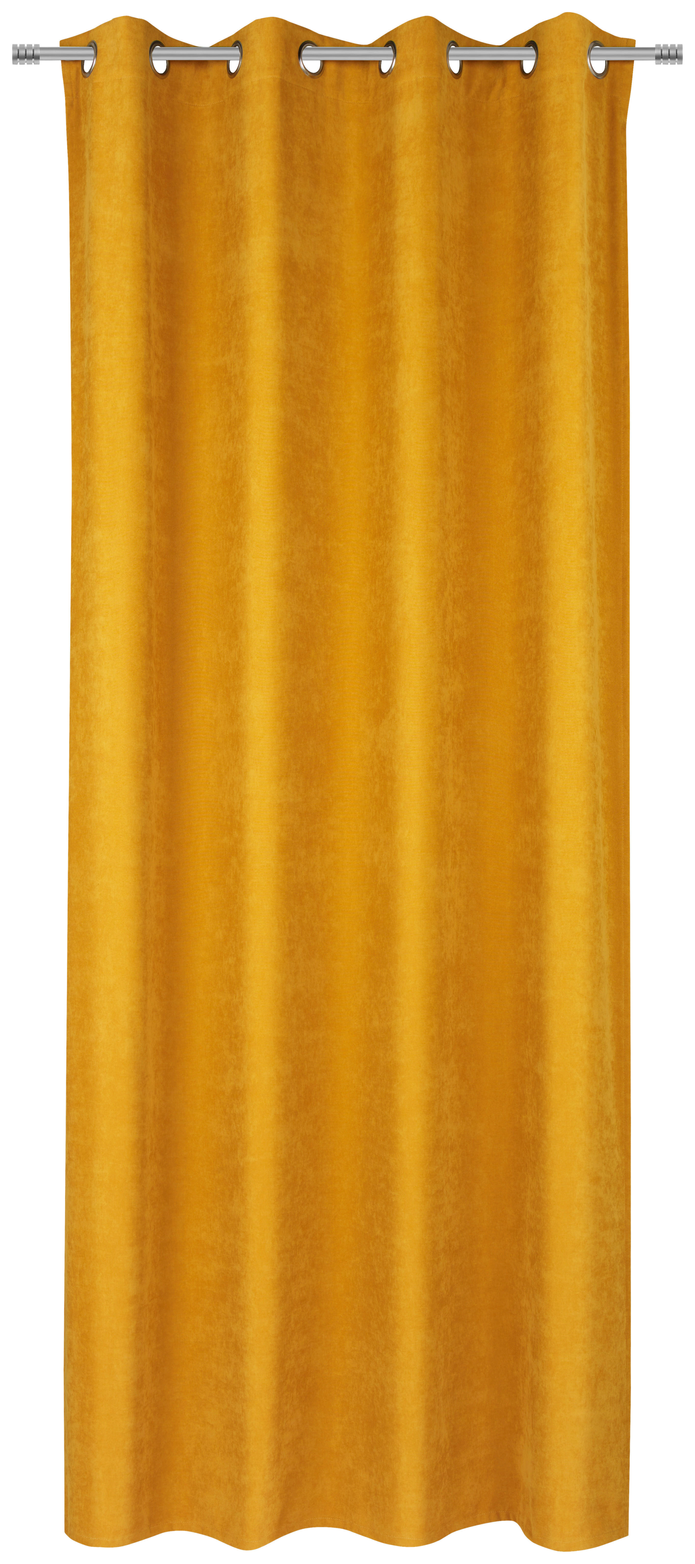 ZAVJESA S RINGOVIMA žuta - žuta, Konvencionalno, tekstil (140/245cm) - Esposa
