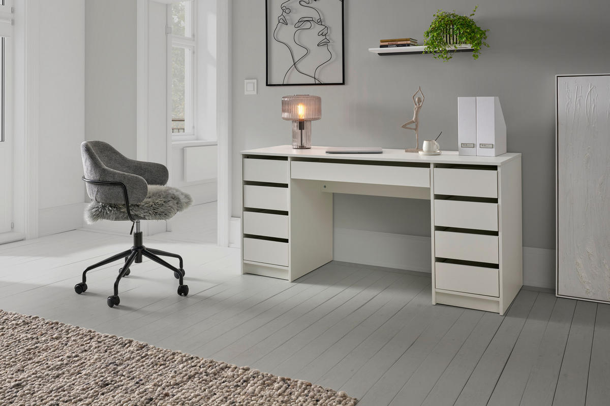 SCHREIBTISCH  Weiss   - Weiss, Modern, Holzwerkstoff (120/76/55cm) - MID.YOU