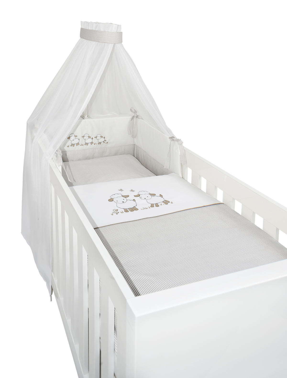 GITTERBETTSET - Taupe/Weiss, Basics, Textil - My Baby Lou