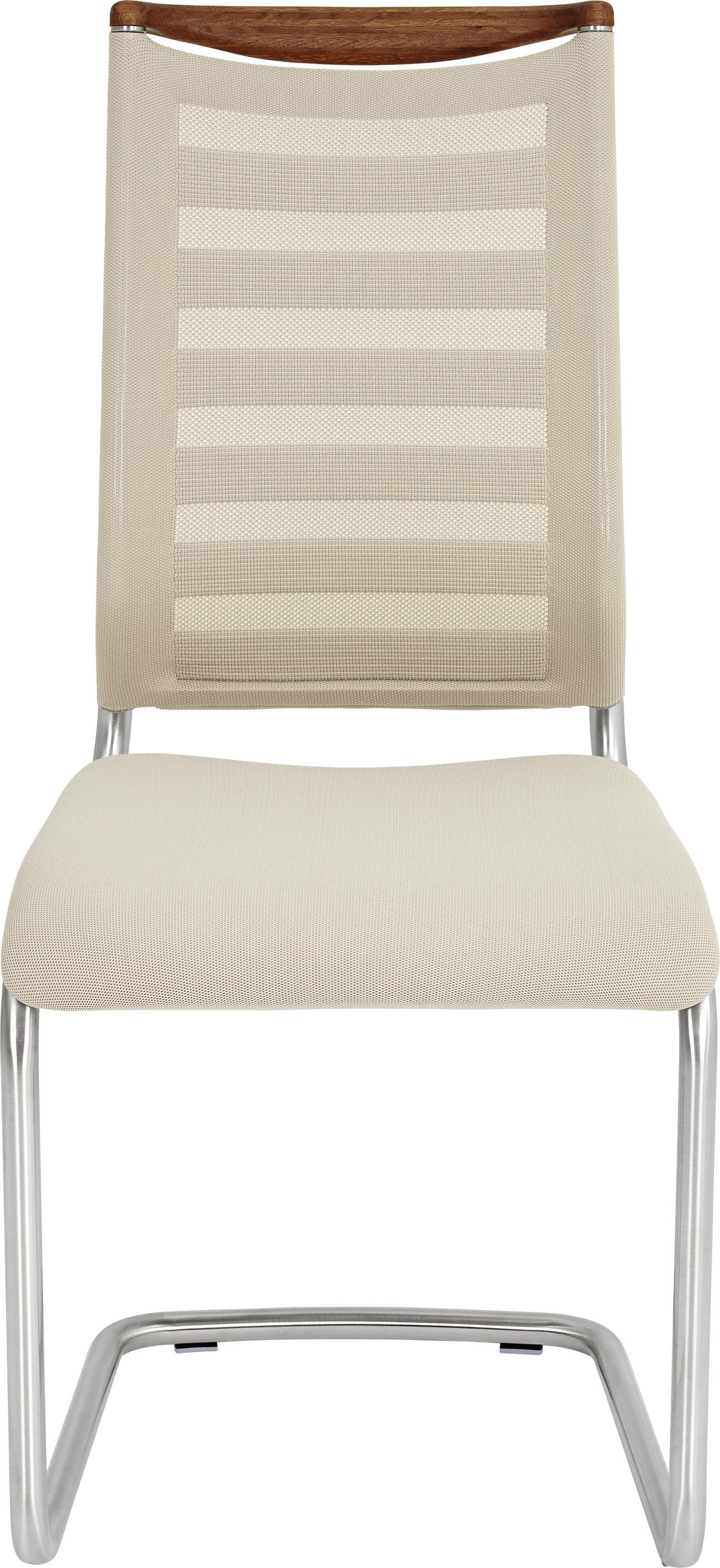 SCHWINGSTUHL  in Flachgewebe, Netz  - Edelstahlfarben/Beige, Design, Holz/Textil (47/99/59cm) - Venjakob