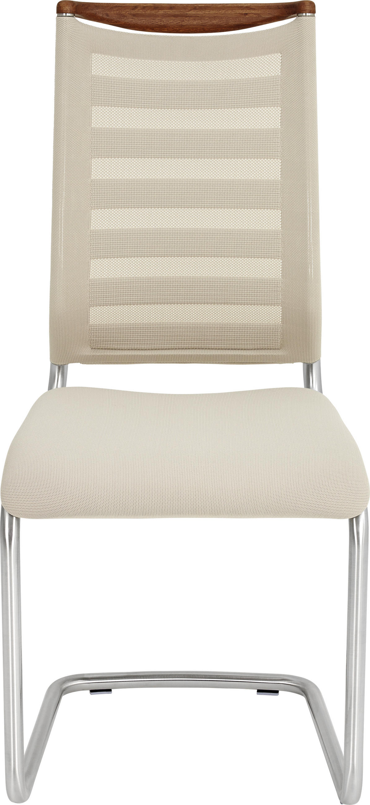 SCHWINGSTUHL  in Flachgewebe, Netz  - Edelstahlfarben/Beige, Design, Holz/Textil (47/99/59cm) - Venjakob
