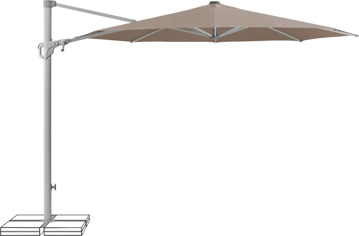 AMPELSCHIRM 300 cm  - Taupe/Silberfarben, KONVENTIONELL, Textil/Metall (300/300cm) - Suncomfort by Glatz