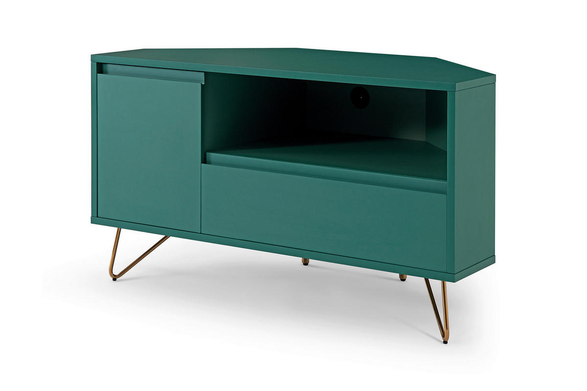 NÍZKA KOMODA, zelená, 100/58/50 cm - zelená/mosadzná, Design, kov/kompozitné drevo (100/58/50cm) - Livetastic