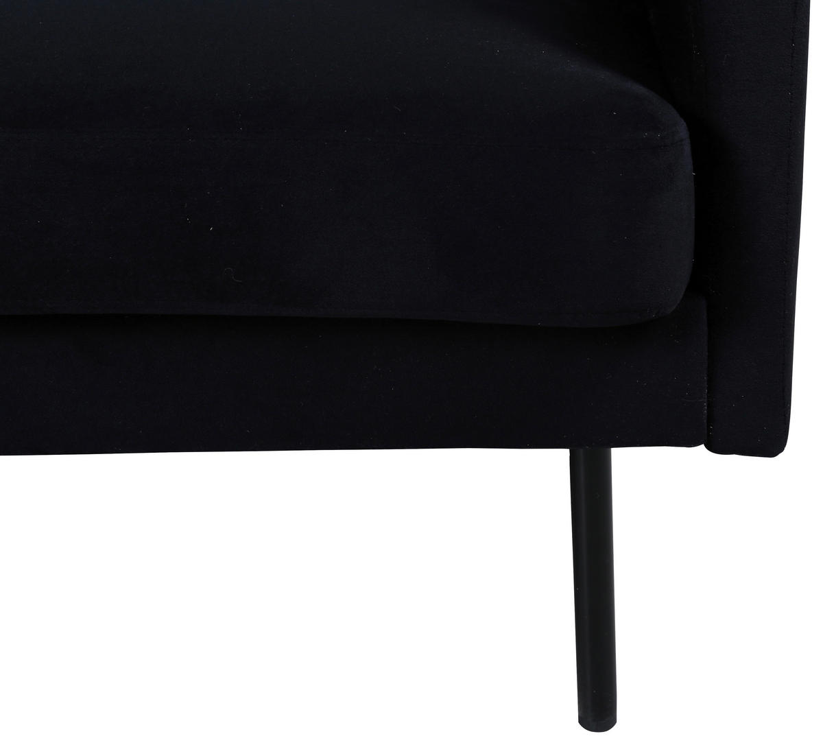 2-SITZER-SOFA in Samt Schwarz  - Schwarz, Design, Textil/Metall (180/78/80cm) - Livetastic