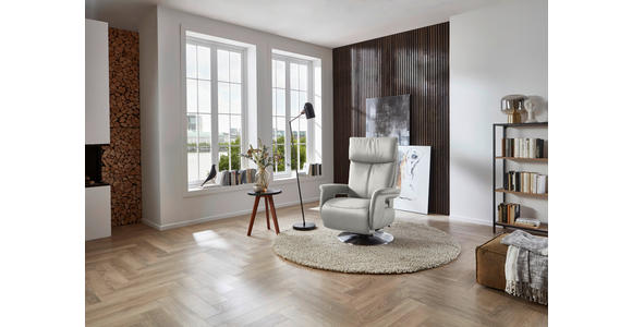 RELAXSESSEL in Leder Weiß - Edelstahlfarben/Weiß, Design, Leder/Metall (78/112/85cm) - Cantus