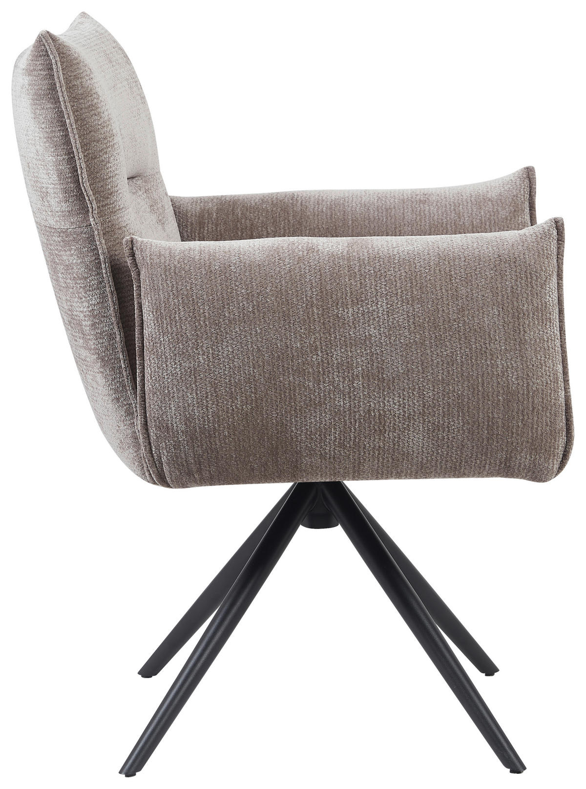 ARMLEHNSTUHL  Sitzfläche 360° drehbar, automatische Rückholfunktion Leinenoptik  - Taupe/Schwarz, Design, Textil/Metall (67/86/62cm) - Stylife
