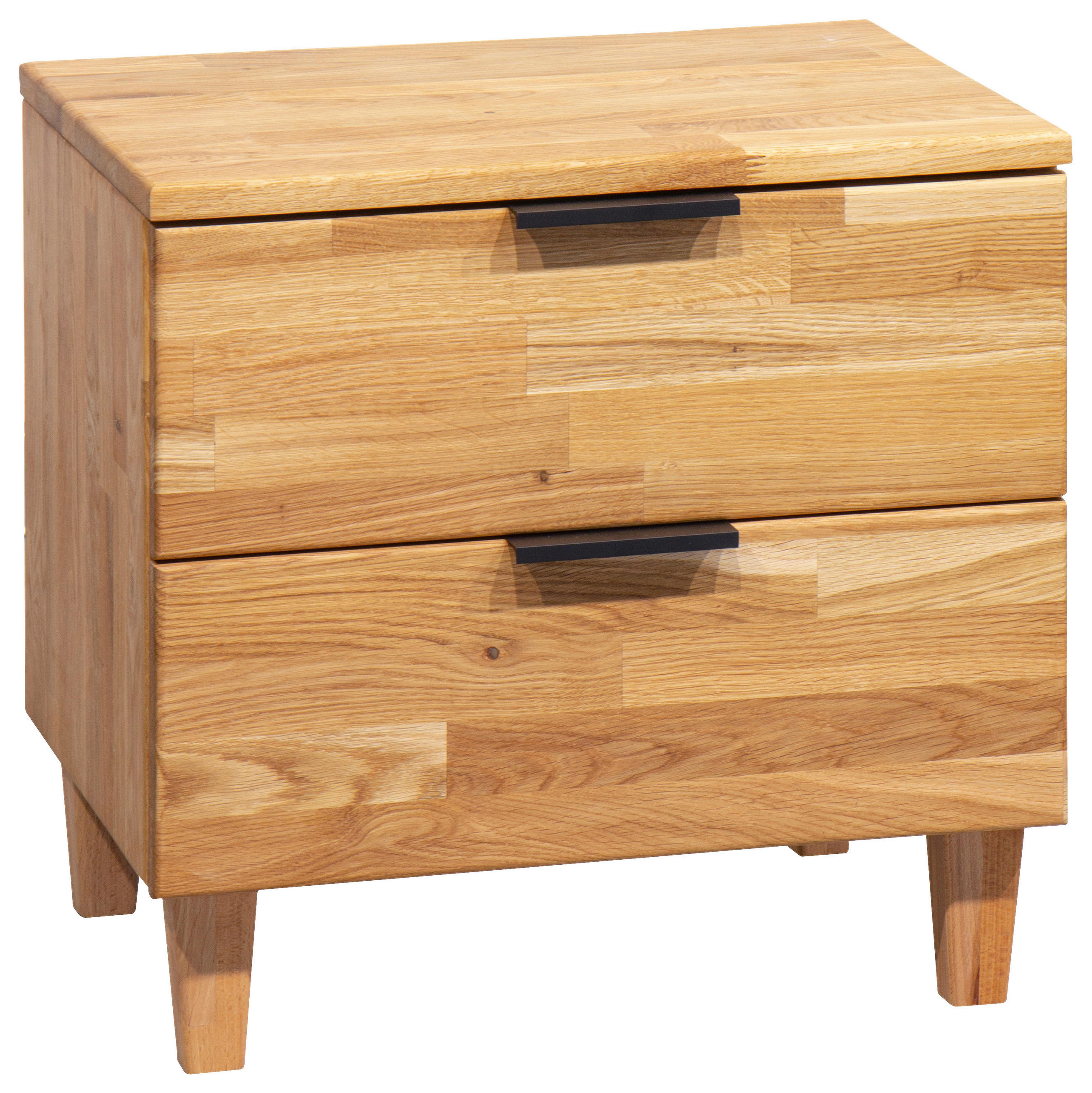 NACHTKÄSTCHEN in massiv Eiche Eichefarben  - Eichefarben/Schwarz, Natur, Holz/Metall (48/48/40cm) - Linea Natura