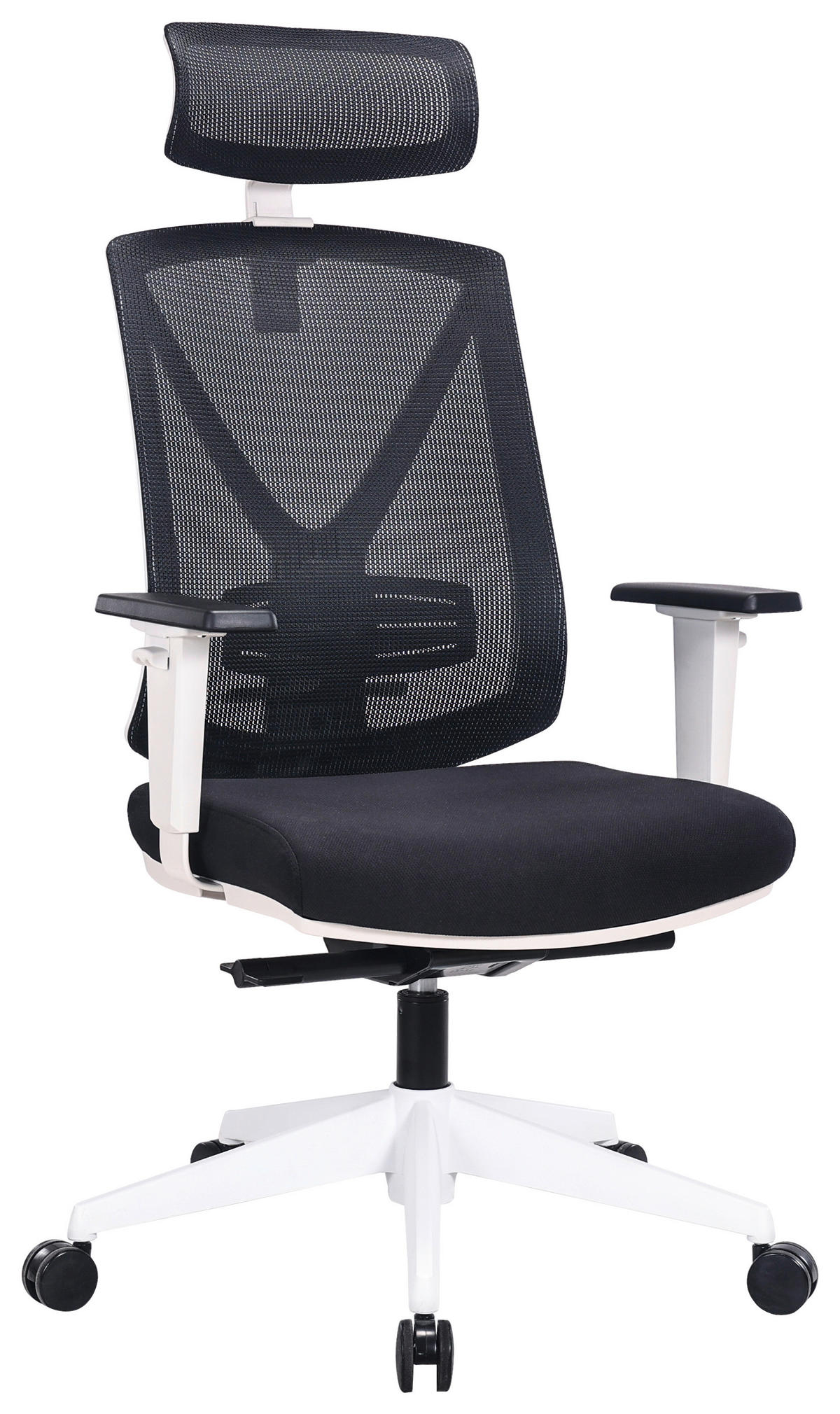 DREHSTUHL Webstoff Schwarz  - Schwarz/Weiß, KONVENTIONELL, Kunststoff/Textil (62/119-129/65cm) - Novel