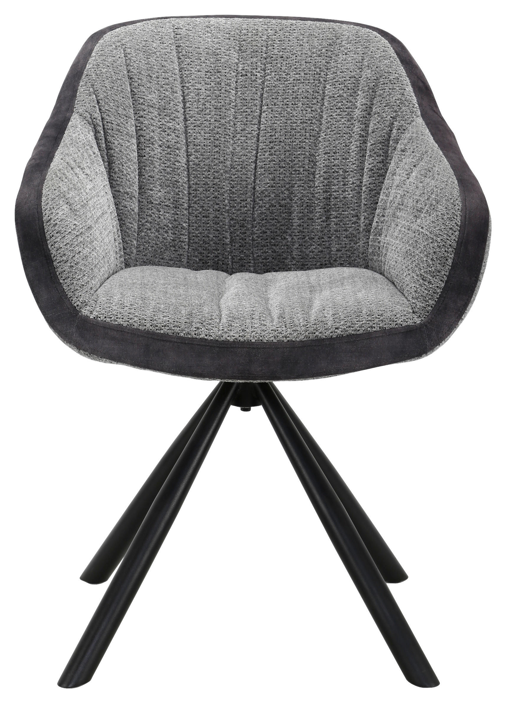 ARMLEHNSTUHL  in Eisen Chenille, Samt  - Dunkelgrau/Schwarz, Design, Textil/Metall (62/85/62cm) - Hom`in