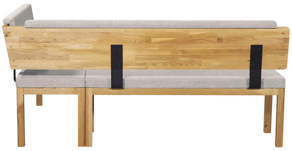 ECKBANK 195/155 cm Webstoff Eichefarben, Hellgrau Eiche vollmassiv   - Eichefarben/Hellgrau, KONVENTIONELL, Holz/Textil (195/155cm) - Linea Natura