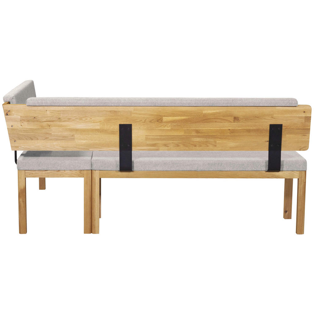 Thumbnail - Linea Natura Eckbank, Eiche, Hellgrau, Holz, Textil, Eiche, vollmassiv, 4-Sitzer, Eckteil, L-Form, 208x171 cm, Stoffausw...