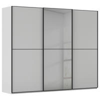 SCHWEBETÜRENSCHRANK 301/223/68 cm 3-türig Grau, Schwarz  - Schwarz/Grau, KONVENTIONELL, Glas/Holzwerkstoff (301/223/68cm) - Novel