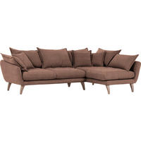 WOHNLANDSCHAFTL-Form  in Mikrofaser Braun  - Naturfarben/Braun, Trend, Holz/Textil (267/170cm) - Ambia Home