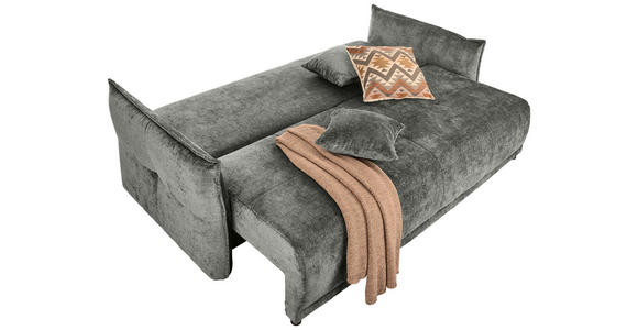 BOXSPRINGSOFA in Chenille Greige - Greige/Schwarz, MODERN, Kunststoff/Textil (235/95/108cm) - Hom`in