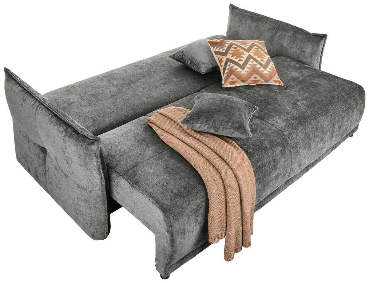 BOXSPRINGSOFA in Chenille Greige  - Greige/Schwarz, MODERN, Kunststoff/Textil (235/95/108cm) - Hom`in