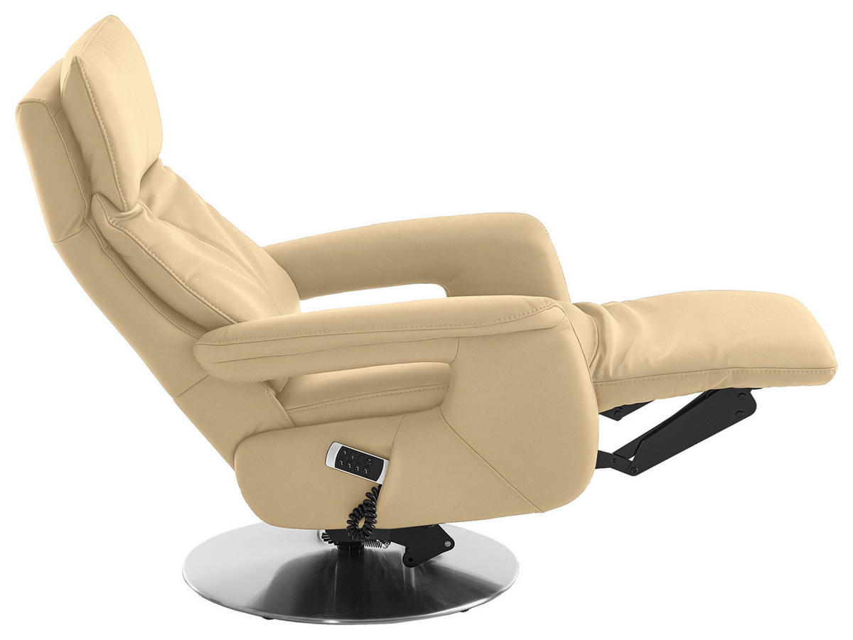 RELAXSESSEL in Leder Beige  - Edelstahlfarben/Beige, Design, Leder/Metall (78/112/85cm) - Cantus