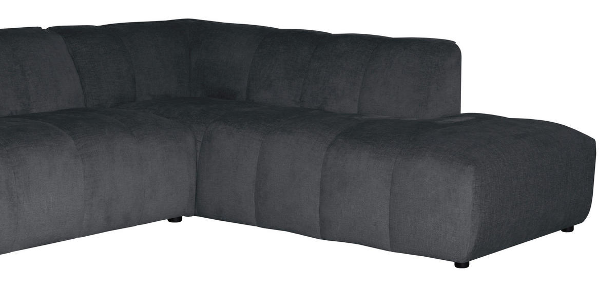 ECKSOFA Chenille Grau  - Schwarz/Grau, Design, Textil (230/218cm) - MID.YOU