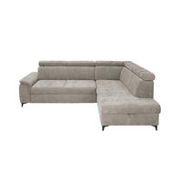 ECKSOFA Taupe Chenille Bettkasten, Schlaffunktion, Rücken echt, Kopfteilverstellung, Liegefläche im Originalstoff  - Taupe/Schwarz, KONVENTIONELL, Textil/Metall (265/206cm) - Carryhome
