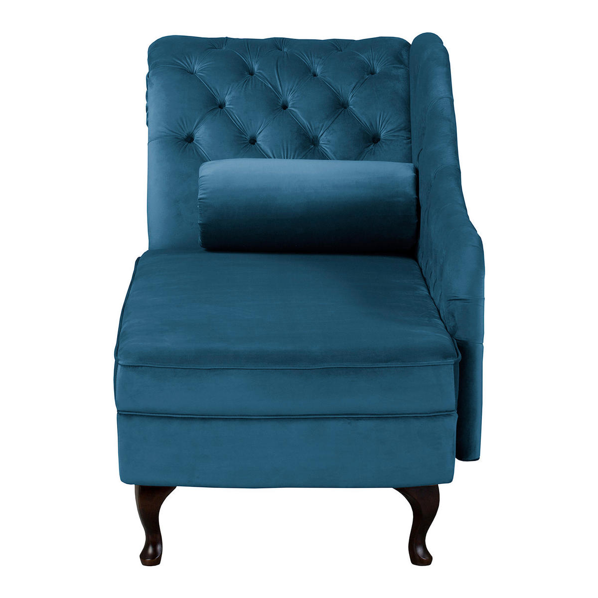 RÉCAMIERE Samt Dunkelblau  - Braun/Dunkelblau, Design, Holz/Textil (185/93/75cm) - Livetastic