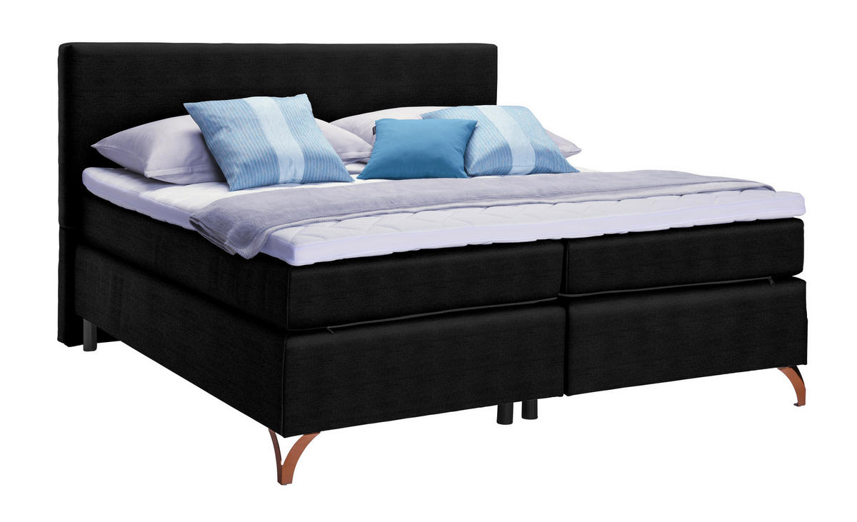 BOXSPRINGBETT 140/200 cm,  in Schwarz,  - Schwarz/Kupferfarben, KONVENTIONELL, Textil/Metall (140/200cm) - Esposa