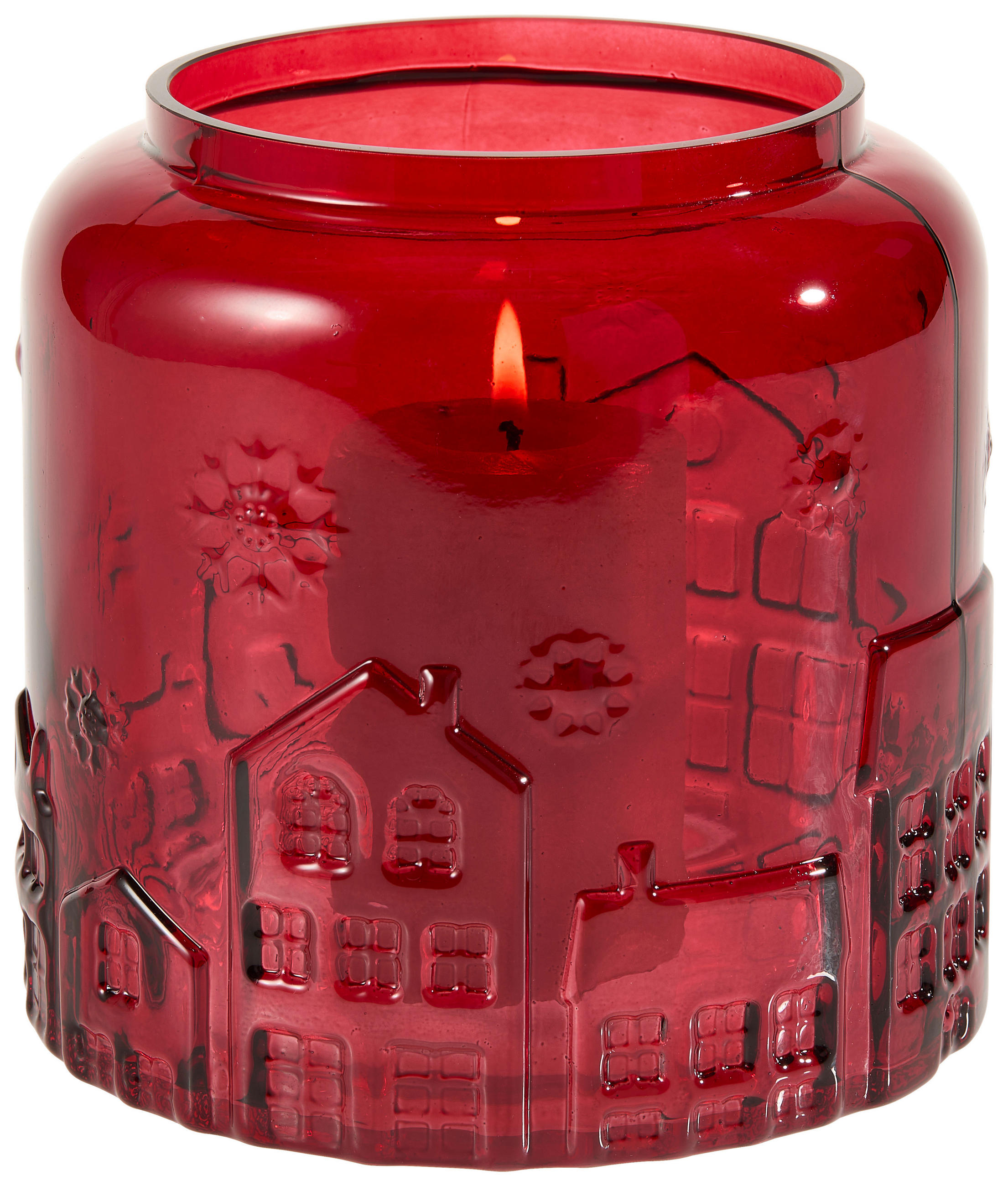 WINDLICHT  - Dunkelrot, LIFESTYLE, Glas (15/15cm) - X-Mas
