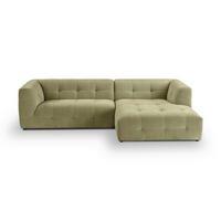 ECKSOFA TENSO Grün Flachgewebe  - Beige/Schwarz, Basics, Kunststoff/Textil (292/161cm) - MID.YOU