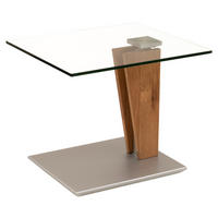 BEISTELLTISCH 55/47/47-65 cm Wildeiche teilmassiv rechteckig  - Design, Glas/Holz (55/47/47-65cm)