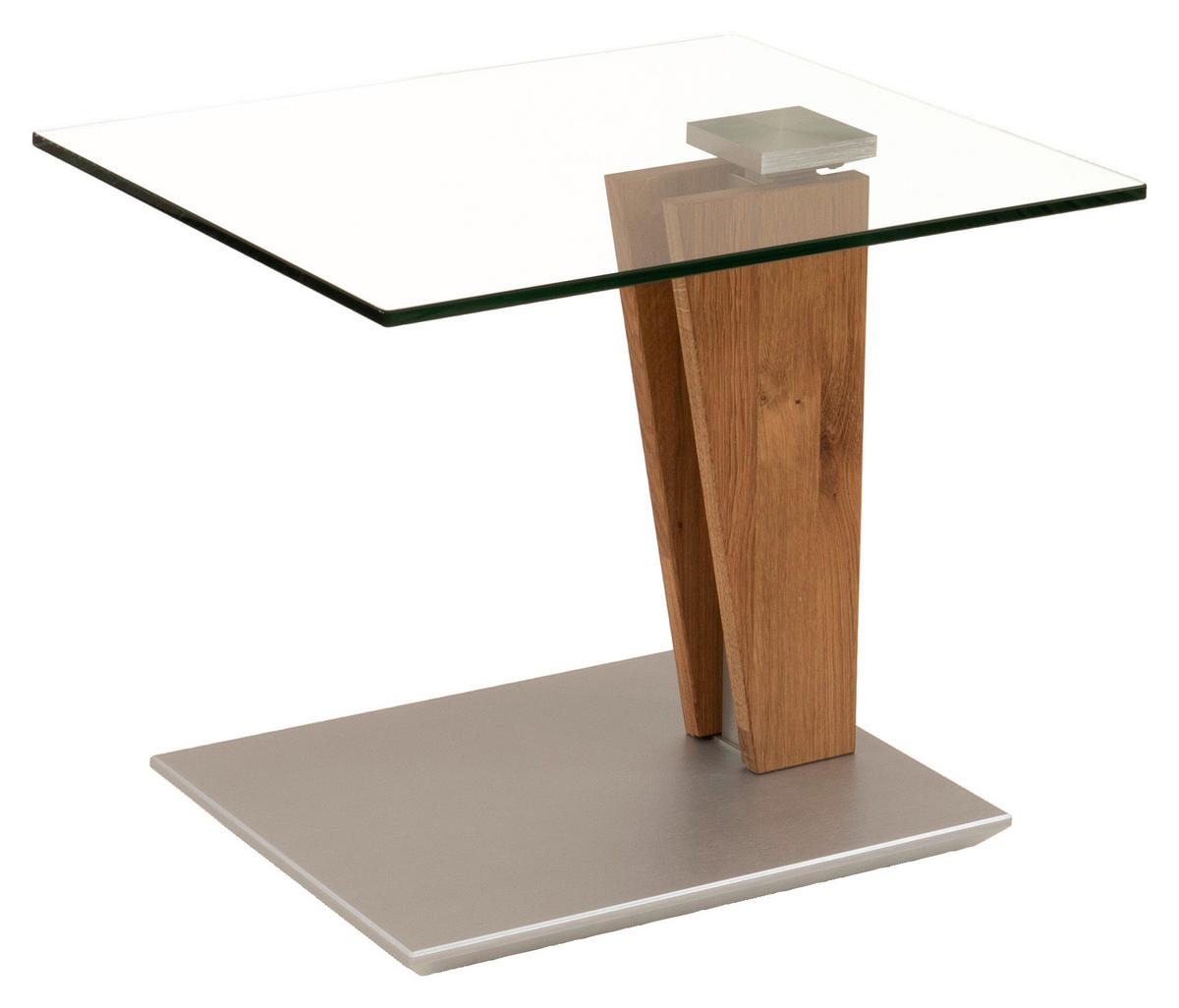 BEISTELLTISCH 55/47/47-65 cm Wildeiche teilmassiv rechteckig  - Design, Glas/Holz (55/47/47-65cm)