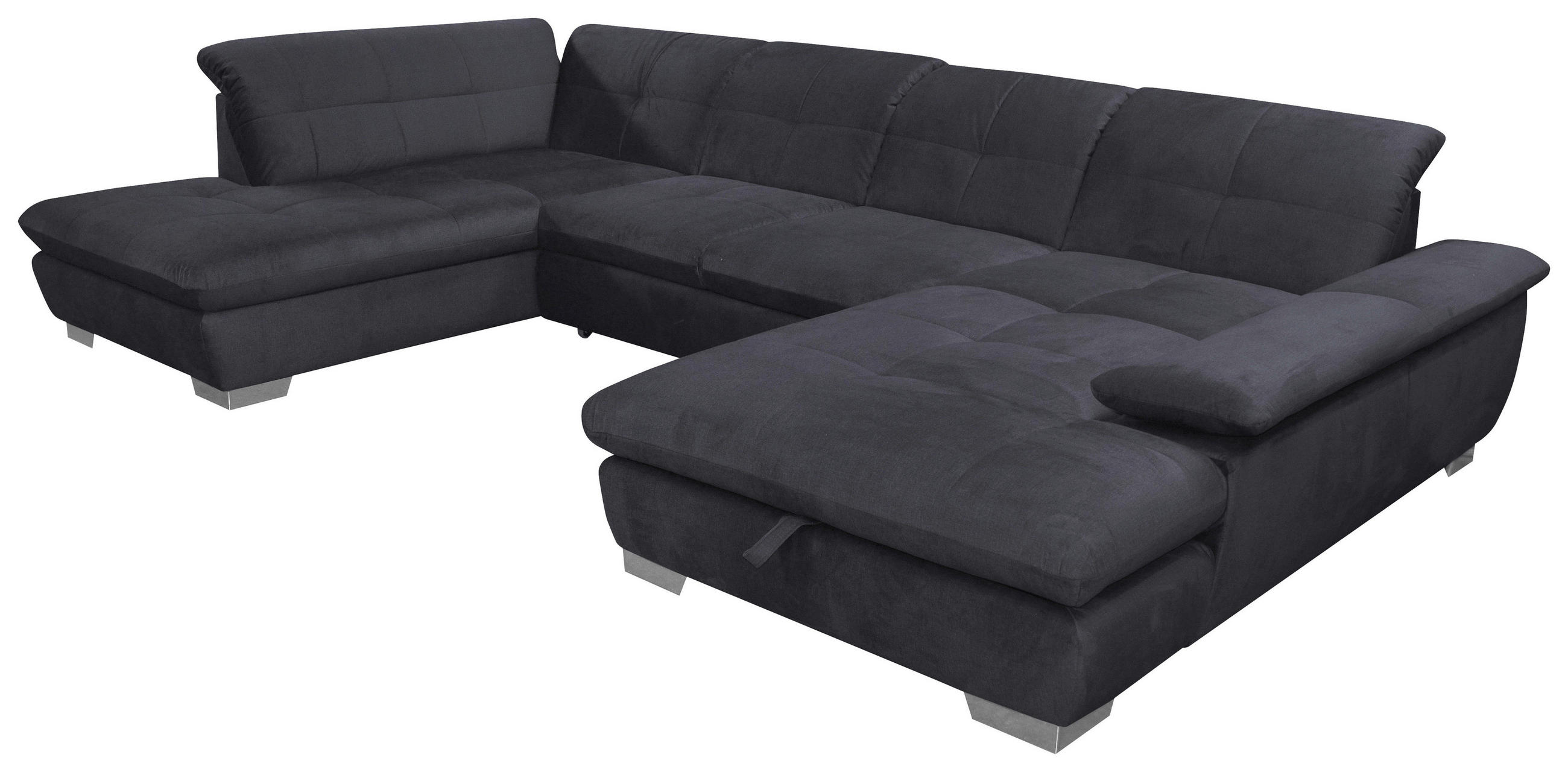 SEDEŽNA GARNITURA, velur temno siva  - barve kroma/temno siva, Design, tekstil (343cm) - Xora