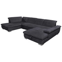 SEDEŽNA GARNITURA, velur temno siva  - barve kroma/temno siva, Design, tekstil (343cm) - Xora