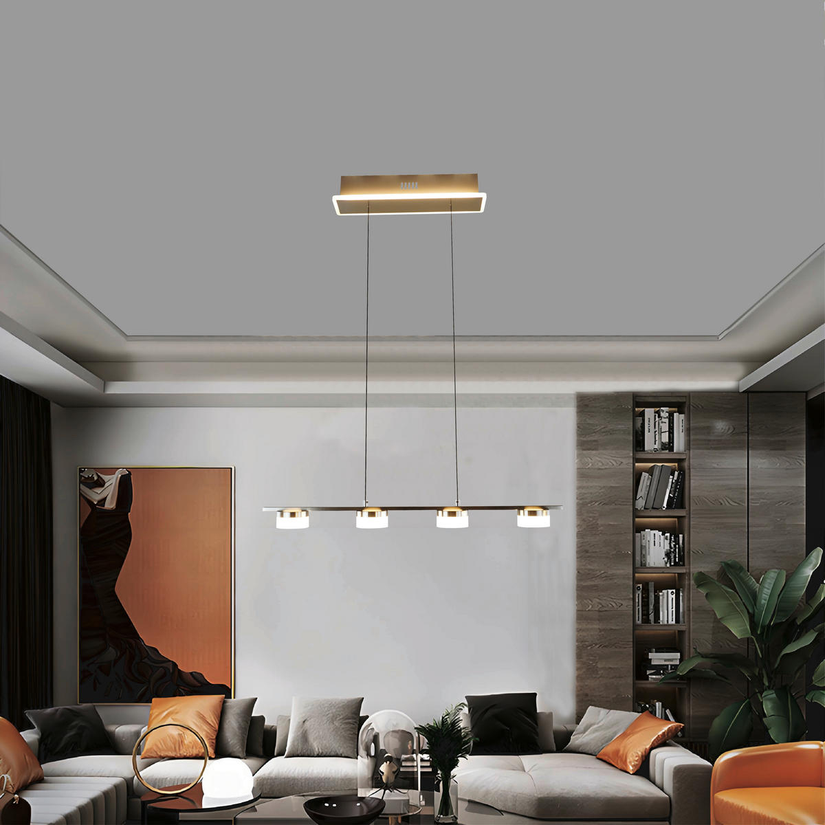 LED-HÄNGELEUCHTE 75/10/150 cm  - Nickelfarben, Design, Kunststoff/Metall (75/10/150cm)