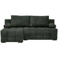 ECKSOFA  in Chenille Dunkelgrün  - Dunkelgrün/Schwarz, MODERN, Kunststoff/Textil (145/204cm) - home24