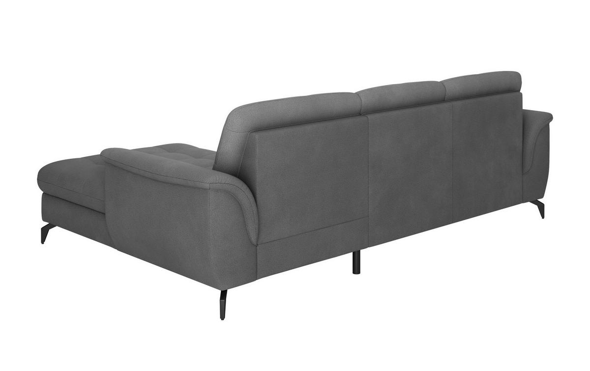 ECKSOFA ZORA E Grau Flachgewebe  - Schwarz/Grau, MODERN, Textil/Metall (262/164cm) - Sit & More