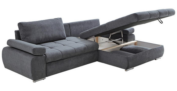 ECKSOFA Grau Flachgewebe  - Chromfarben/Weiß, Design, Kunststoff/Textil (294/173cm) - Carryhome