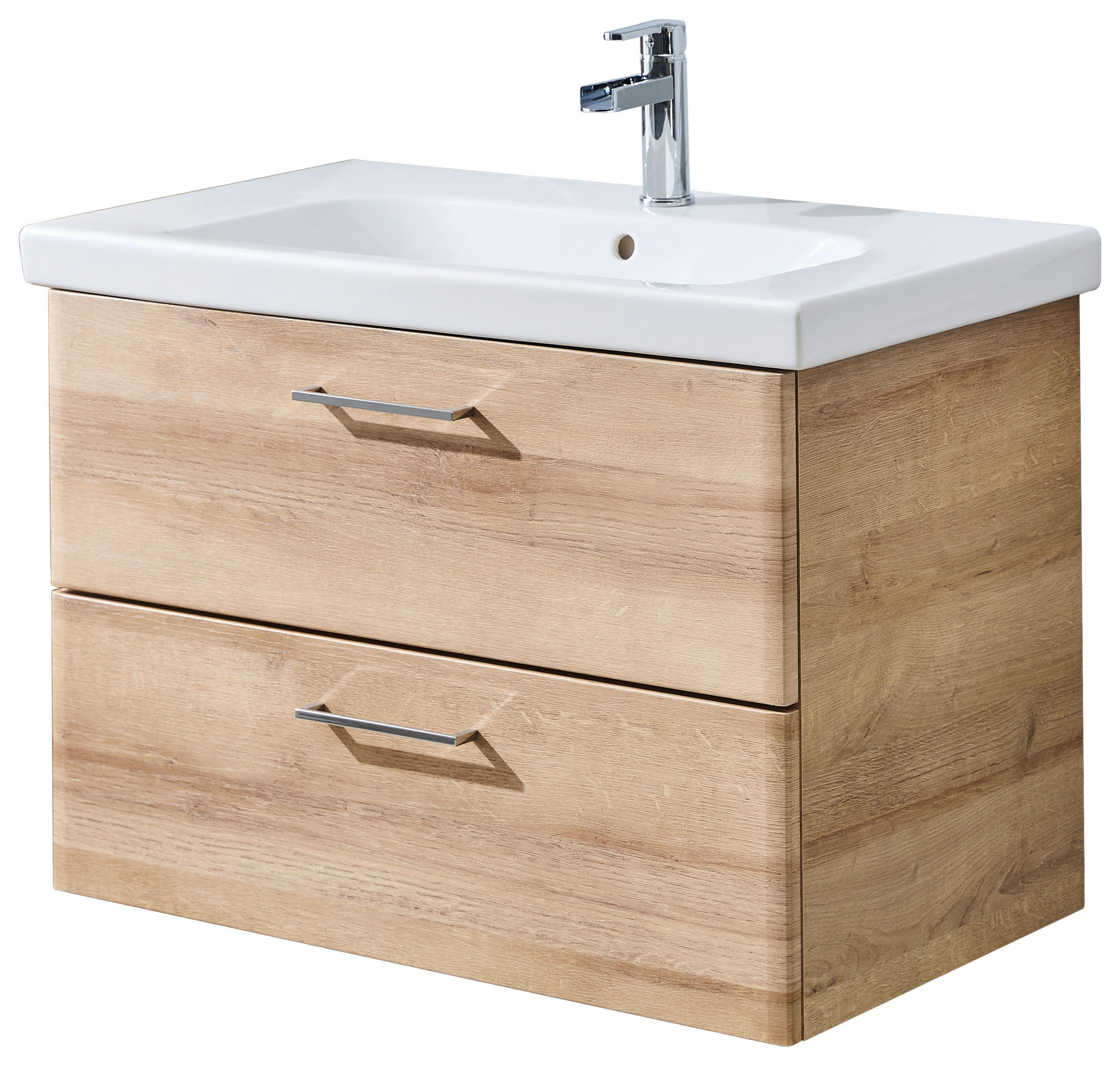 WASCHTISCHKOMBI 82 cm  - Chromfarben/Eichefarben, KONVENTIONELL, Keramik/Holzwerkstoff (82cm) - Xora