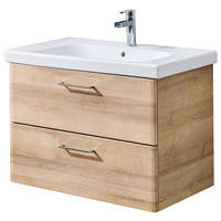 WASCHTISCHKOMBI 82 cm  - Chromfarben/Eichefarben, KONVENTIONELL, Keramik/Holzwerkstoff (82cm) - Xora