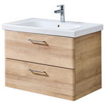 WASCHTISCHKOMBI 82 cm  - Chromfarben/Eichefarben, KONVENTIONELL, Keramik/Holzwerkstoff (82cm) - Xora