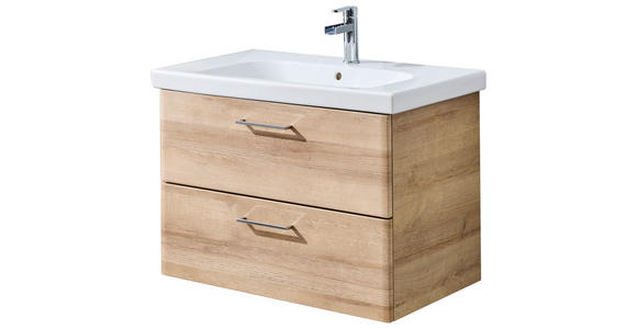 WASCHTISCHKOMBI 82 cm  - Chromfarben/Eichefarben, KONVENTIONELL, Keramik/Holzwerkstoff (82cm) - Xora