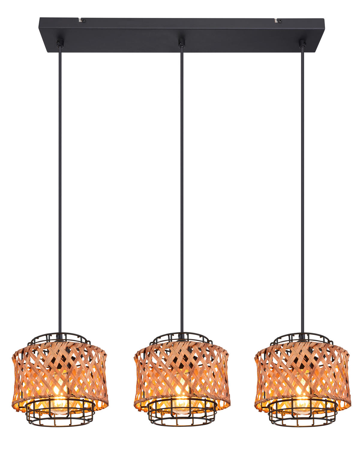 VISEČA SVETILKA        17/120 cm      E27 - črna/temno rjava, Natur, kovina/naravni materiali (17/120cm) - Globo